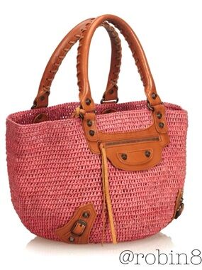 BALENCIAGA Raffia Motocross Tote Bag ♡ Perfect Summer Bag ♡ Great Condition